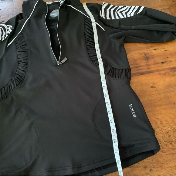 Bolle Black Zebra Accent Hooded Tennis Golf Zip Up Hooded Jacket Sz S - Picture 5 of 7
